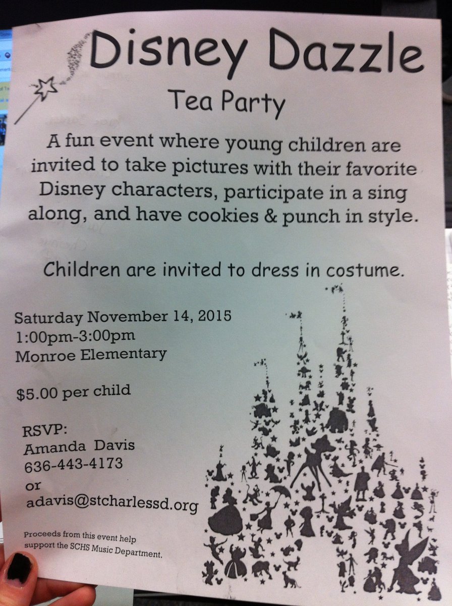 SCORCH (@adavis2806) on Twitter photo Disney Dazzle Tea Party on Nov. 14th! RSVP to adavis@stcharlessd.org <a href="/SCHSactivities/">SCHSactivities</a> <a href="/StChasCitySch/">StCharlesCitySchools</a> <a href="/StCharlesBand/">SCHS BandofPirates</a> Disney Dazzle Tea Party on Nov. 14th! RSVP to adavis@stcharlessd.org <a href="/SCHSactivities/">SCHSactivities</a> <a href="/StChasCitySch/">StCharlesCitySchools</a> <a href="/StCharlesBand/">SCHS BandofPirates</a>