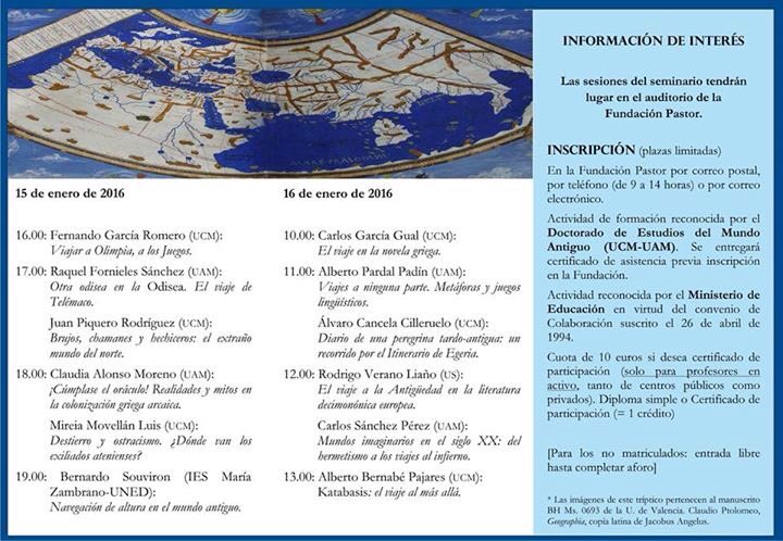 Programa: «Los pasos perdidos. Viajes y viajeros en la Antigüedad» en la Fundación Pastor.