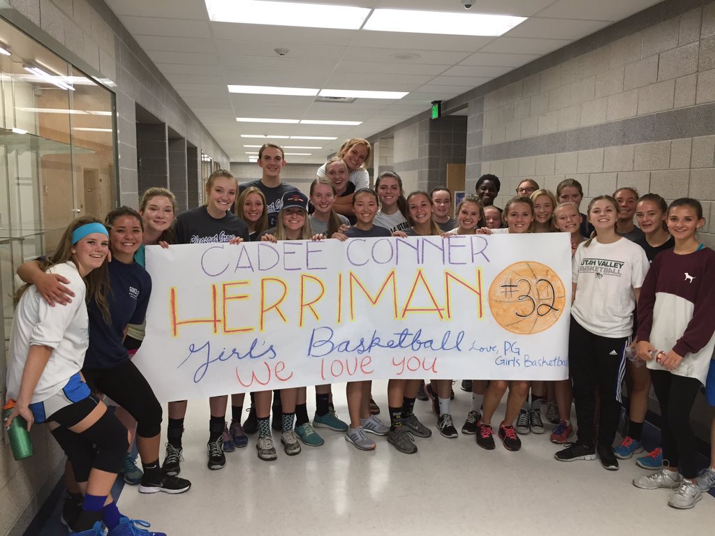 PGgirlsHoops's tweet photo. PG GIRLS BBALL ❤️'s HERRIMAN GIRLS BBALL! Thinking of you at this difficult time! We love Cadee #32 https://t.co/H3qWGnqILE