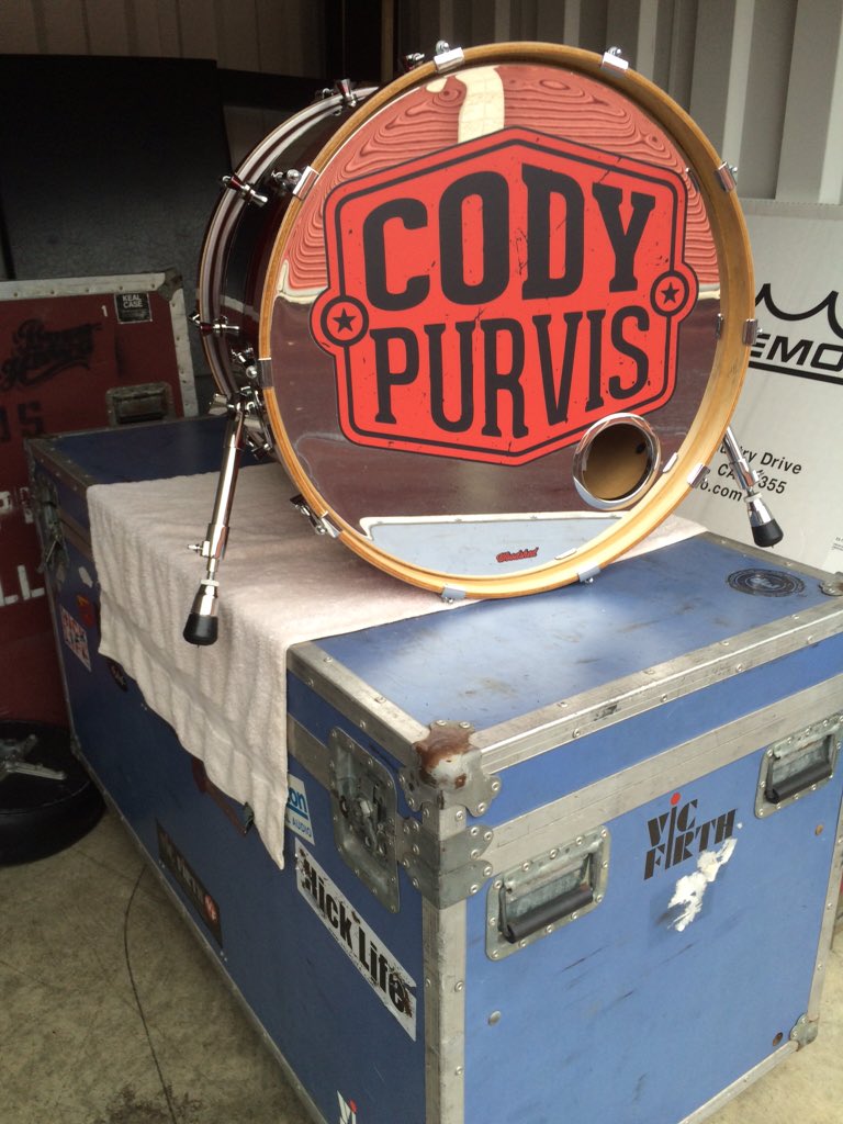 jimmyphipps's tweet photo. Rocking the new @CodyPurvisMusic  drum head. @woodshedart @MapexDrums @vicfirth @remopercussion https://t.co/oarXKG4Yjc