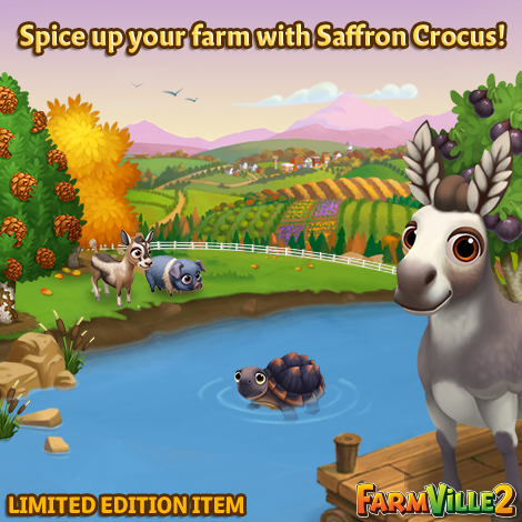 farmville2's tweet photo. Check "Spice up your farm with Saffron Crocus!" and get all #LE items in #GenStore now! https://t.co/cc8ofwkgHM https://t.co/SQRSI857OD
