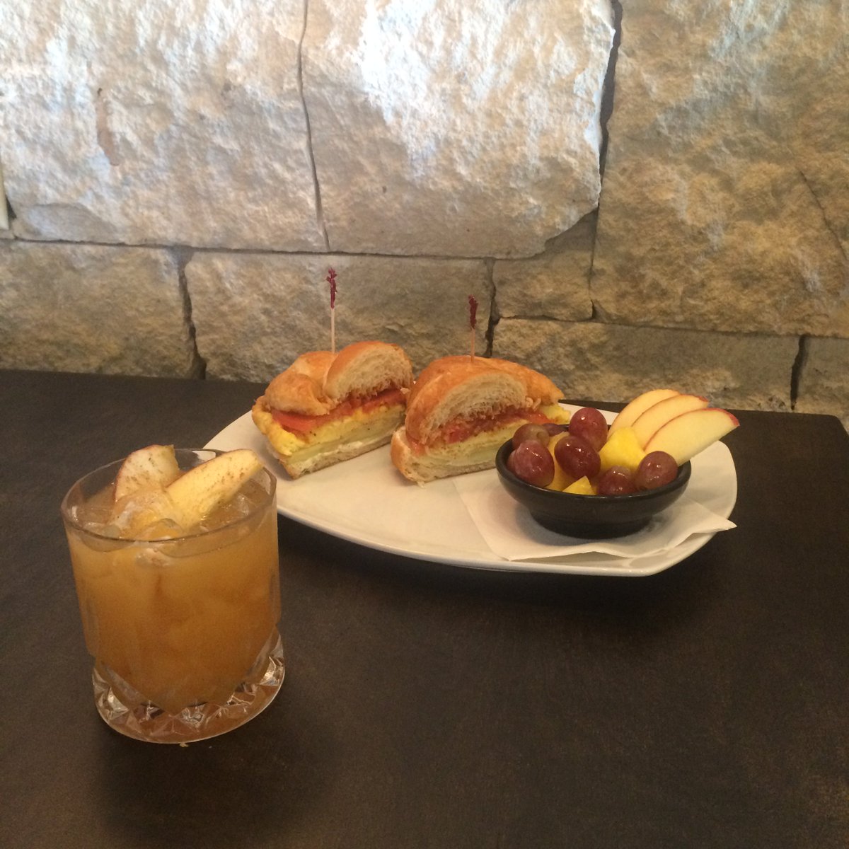 SOLOMON'S APPLE: Spiced rum, Apple Pucker, apple cider, falernum &amp; spiced syrup topped with ginger beer.