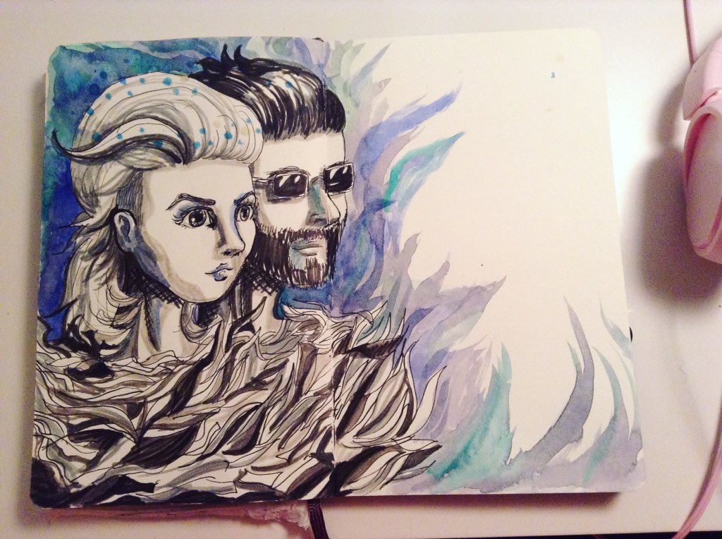turninglights's tweet photo. I love the #hiveriot project so much that I painted a fanart of @MindyGledhill and @dustingledhill （＾Ｏ＾☆♪ https://t.co/CviNhIirBJ