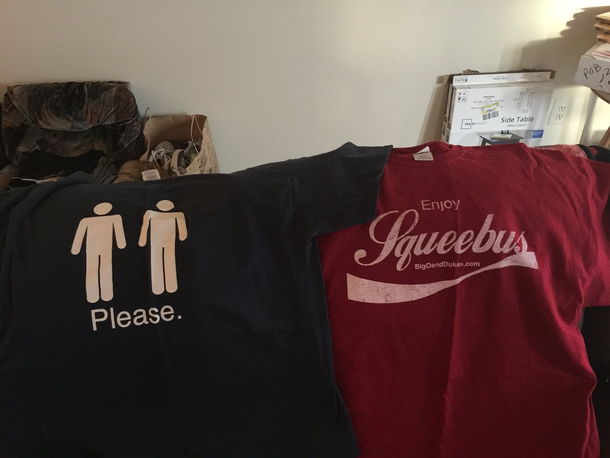 seemsuncertain's tweet image. New additions to the wardrobe courtesy of @BigOandDukes. #twomenplease #squeebus @chaddukes @drabtshirt @oscarradio