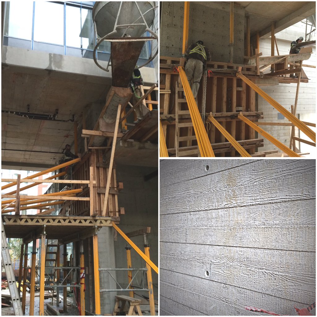 TheQuorumGroup's tweet photo. These guys are good! Pouring and showcasing a architectural wood grain concrete wall down at #block100 @onnigroup https://t.co/BoK619qvPt