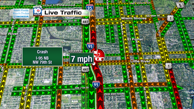 Crash on I-95 NB at NW 79th St. Speeds at 7mph #traffic #miami @JeniseFernandez https://t.co/TVZsuJGRwL