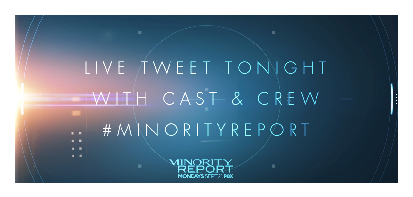 Don't forget to tweet along as you watch #MinorityReport tonight at 9/8c on <a href="/FOXTV/">FOX</a>.