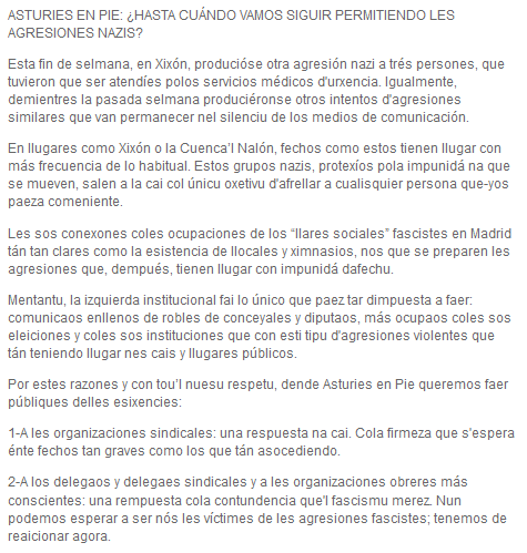 DarreuAsturies's tweet photo. Nueva agresión fascista n'Asturies esta fin de selmana. Comunicáu d'@asturiesenpie #AsturiesAntifa https://t.co/InqFQzLYhv