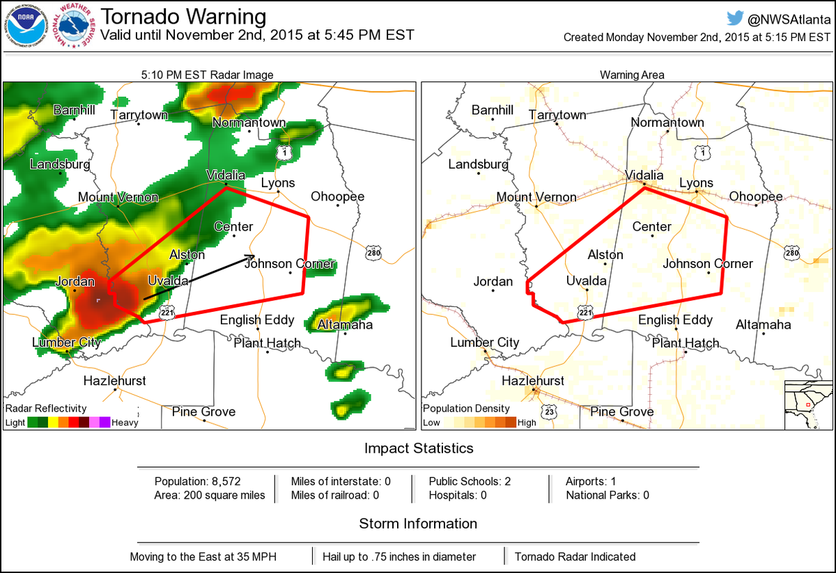 Tornado Warning including Santa Claus GA, Uvalda GA, Alston GA until 5