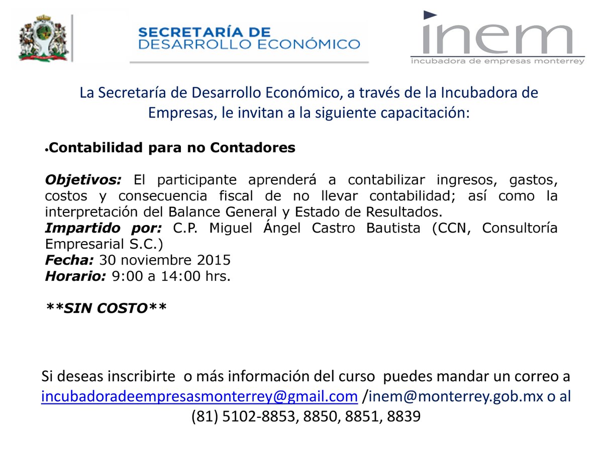 Les compartimos el resto de los cursos que impartirá la INEM <a href="/mtygob/">Gobierno Monterrey</a> <a href="/AtnCiudadanaMTY/">Atención Ciudadana</a>