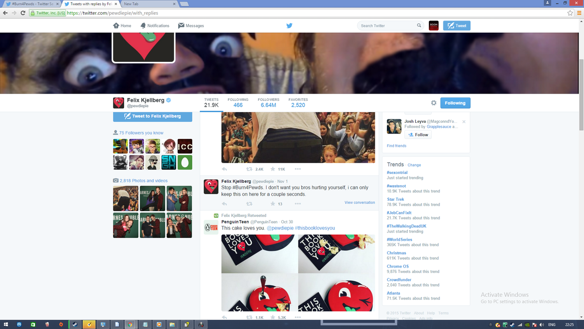 BOOMSTICK75's tweet photo. @Hew123103201031 Pewds posted this yesterday, i took a quick screenshot https://t.co/t1WY1acdxC