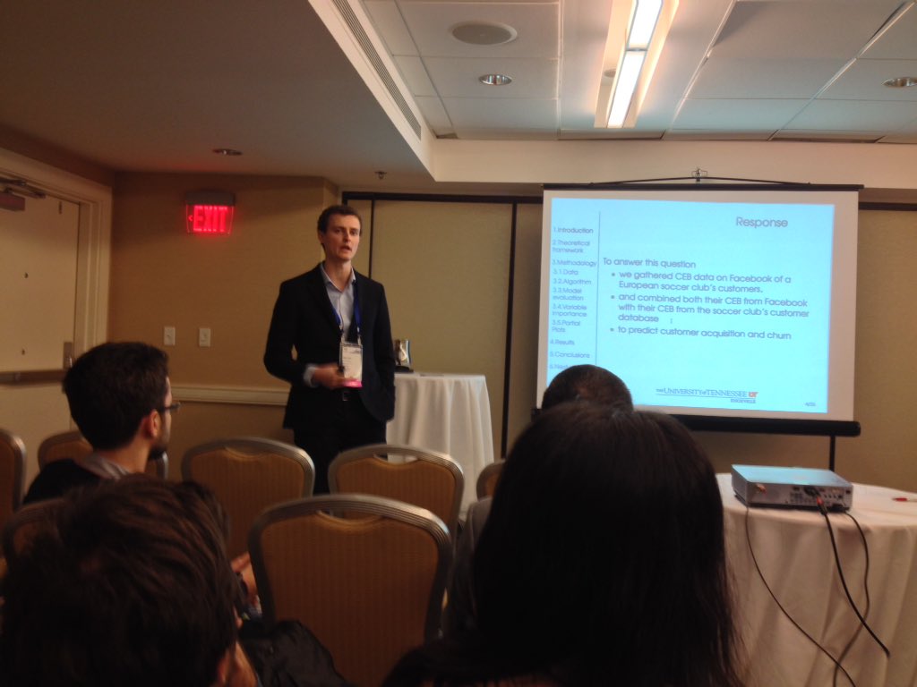 dirkvandenpoel's tweet image. The Power of $FB to predict customer acquisition and defection talk by @MichelBallings at #INFORMS2015 #socialmedia