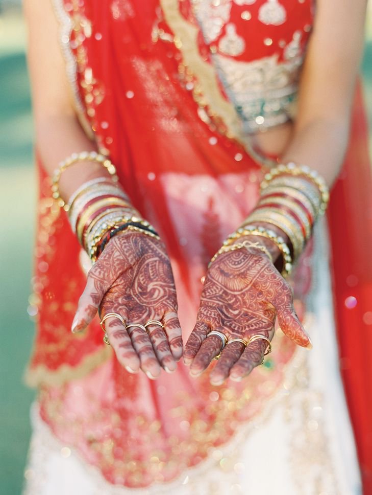 Traditional Bridal Henna with Gold Bangles weddinginspiration.co/image/9809