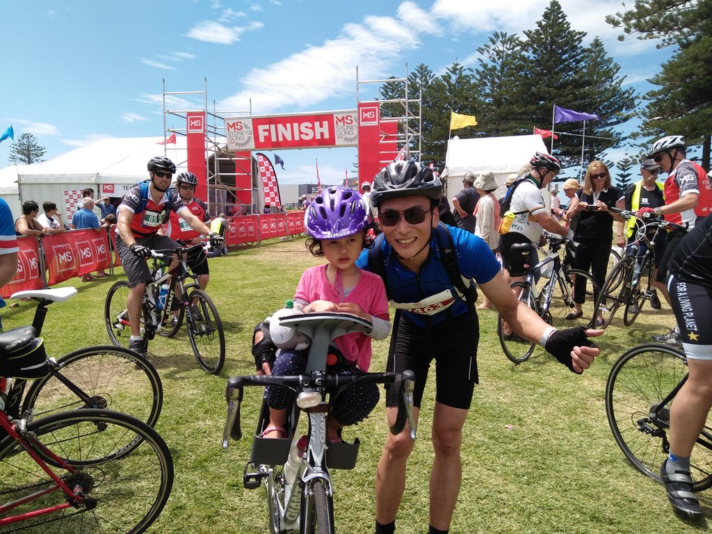 @WeeRideTogether best baby bicycle seat eva! 2nd 90km Sydney2Gong on it and 3yr old too excited to sleep #msgongride