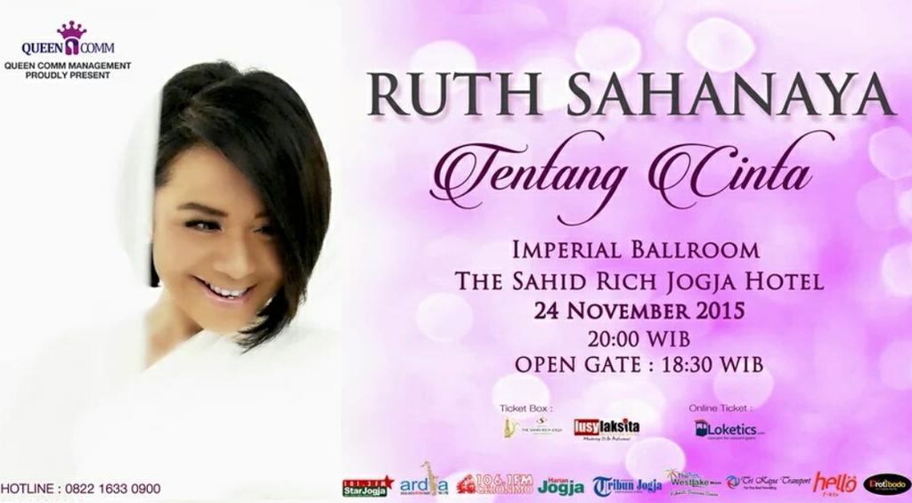 *noted* Konser TENTANG CINTA w/ @RuthSahanaya | 24/11/2015 di @sahidrichjogja | info <a href="/queencomm_jogja/">QueenComm Management</a> 082216330900
