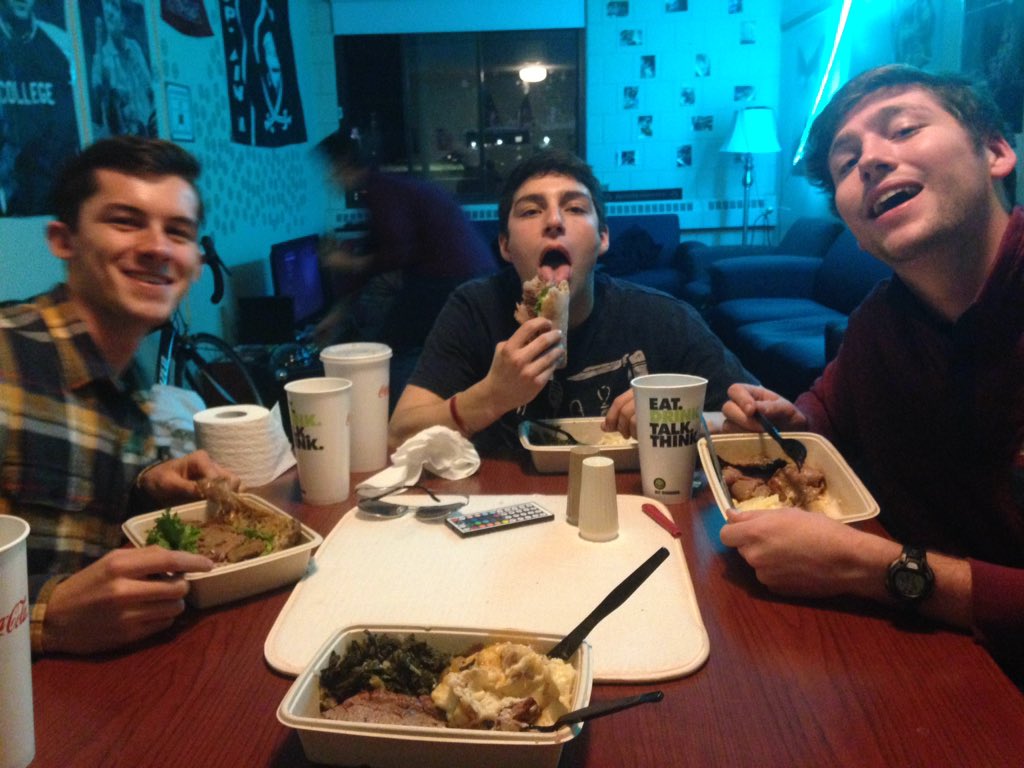 FreeWilly019's tweet photo. @BCDiningService enjoying our steak in walsh! Thanks! #friendshipbracelets https://t.co/3U9pUnPuVY