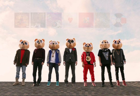 STN_Entertain's tweet photo. Kanye West fans dress up like each of his album covers. @NathanFyock #SquadGoals – https://t.co/ympA9zLF8O https://t.co/y013PdCZDX