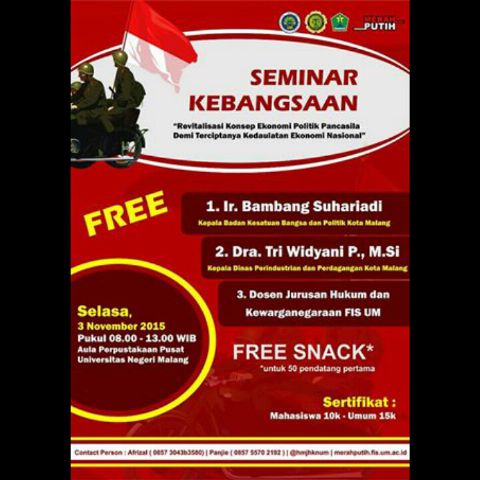 Seminar Kebangsaan | Today, 3 November 2015 | Aula Perpustakaan UM | 08.00 - 13.00 | <a href="/HMPIPS_UM/">HMP IPS_UM</a> <a href="/HMG_VOLCANO/">HMD GEOGRAFI UM</a>