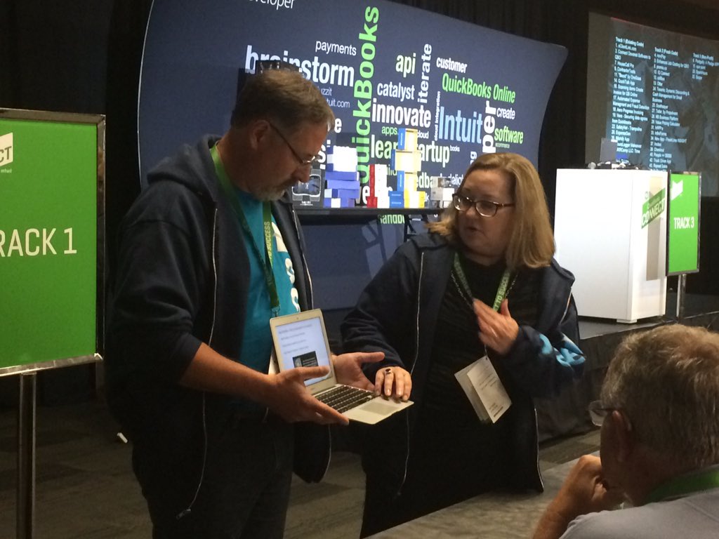 Pitching our project at QuickBooks Connect 2015 Hackathon