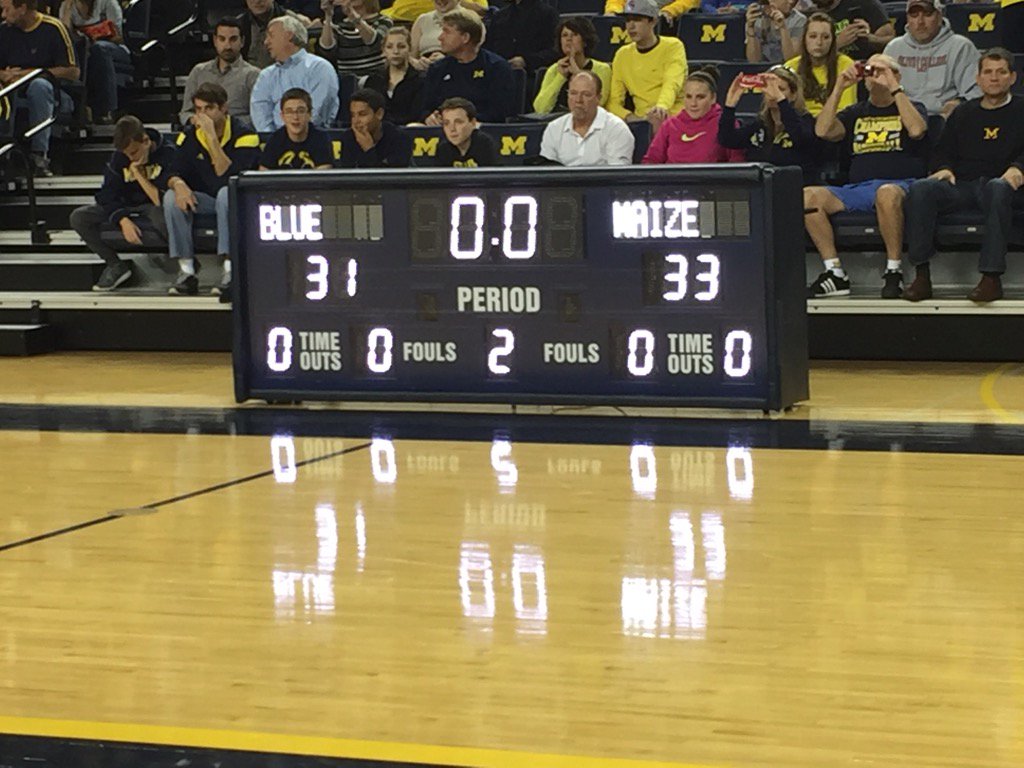 umichbball's tweet photo. And the final score is 33-31. Maize earns the bragging rights thanks to a last minute field goal from @Kamchatman3 https://t.co/GDVTmQZrU4