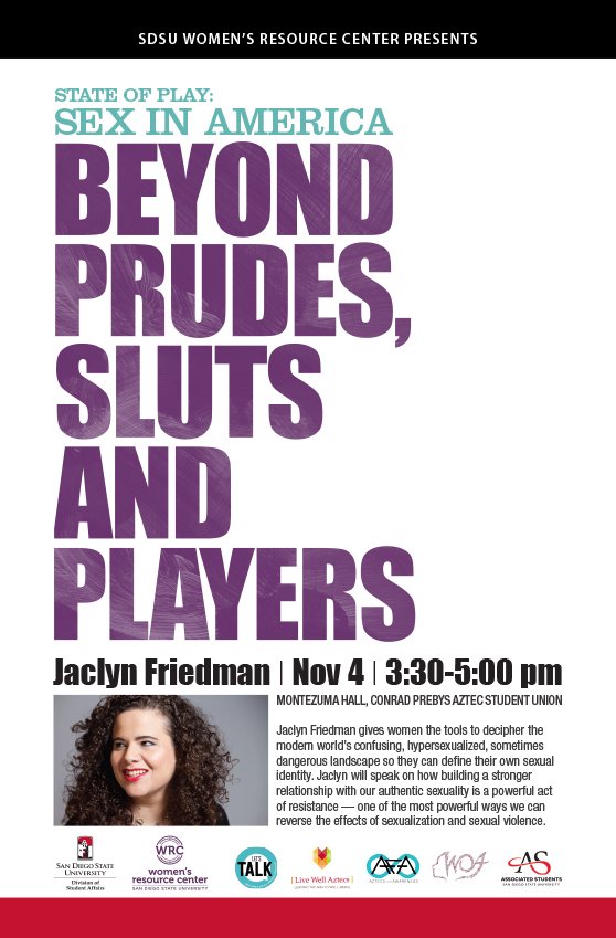 ExperienceSDSU's tweet photo. Wednesday @ 3:30pm in Montezuma Hall:
Hear Jaclyn Friedman talk about sexuality in the U.S.! #SDSUTalks #SDSU https://t.co/NXJ6n2SfnS