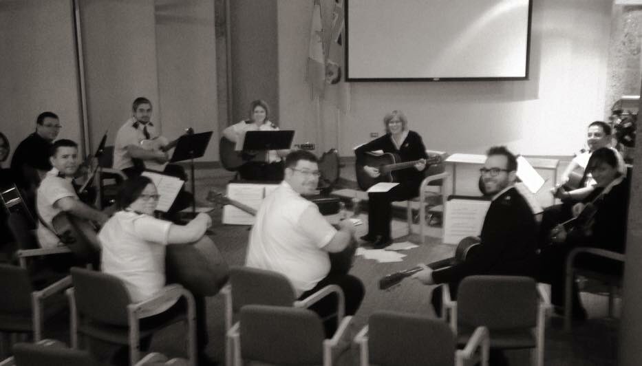 CFOTCanada's tweet photo. #CFOTCanada : cadets learning guitar with Major Brenda Allen instructing. Maybe next June your corps will have music https://t.co/TkezrlibPI