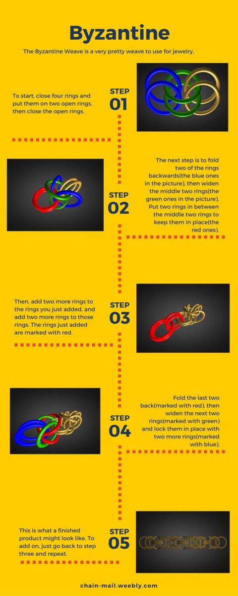 chainmail101's tweet photo. Ever wanted to learn the Byzantine weave? Save, share, and learn from this new infographic! https://t.co/y8t6th0ETK https://t.co/9dE4WB9N60