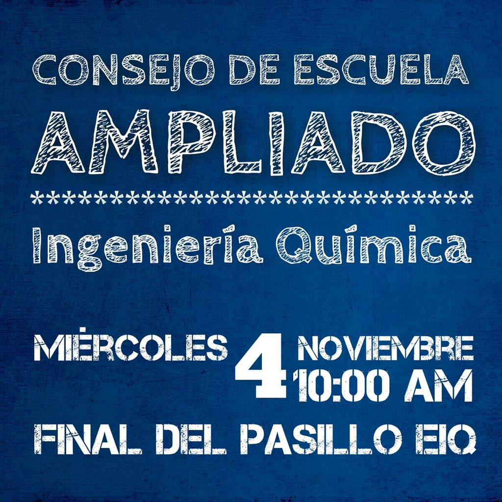 CEEIQ_UCV's tweet photo. Consejo de Escuela Ampliado. Miércoles #4Nov 10am. Final del Pasillo EIQ. PARTICIPA! #EIQ #FI #UCV #CrisisUniVE https://t.co/WXBRqhAxKz