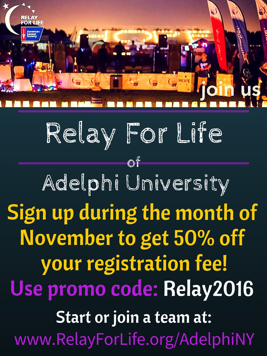 AdelphiRelay's tweet photo. November is here & Relay registration is half price! https://t.co/yLRY9Y88uK #adelphirelay #paintadelphipurple https://t.co/A5LxPNhDh9