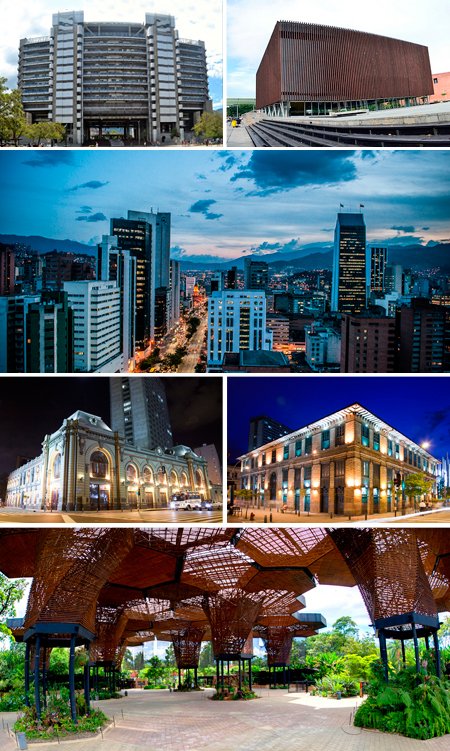 Postal de Medellín, "La ciudad de las flores", ubicada en el Valle de Aburrá en Antioquia (Colombia).