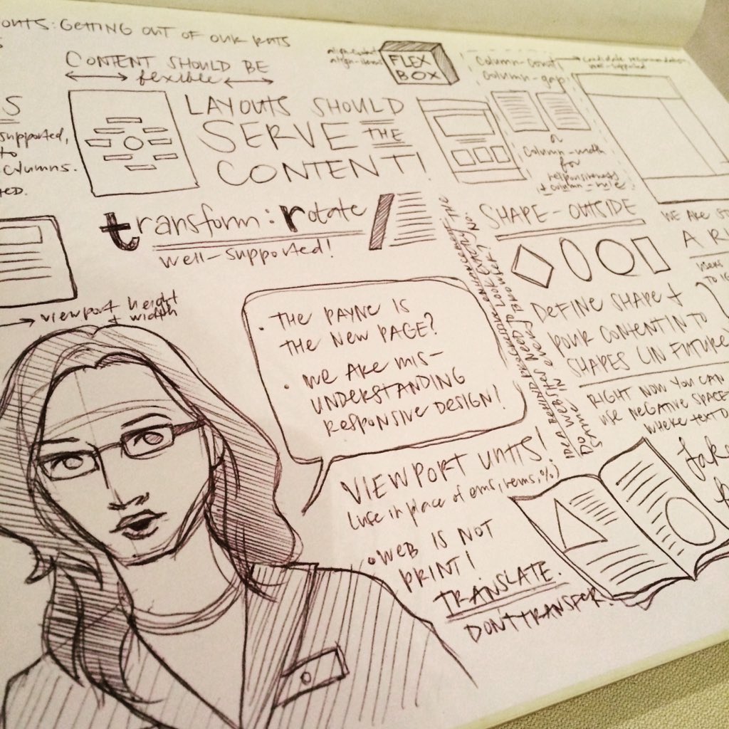 kellydiaz's tweet photo. Last but not least, Jen Simmons @jensimmons shows us how layouts should serve the content; CSS excitement ensues! https://t.co/QII5uW94Sz