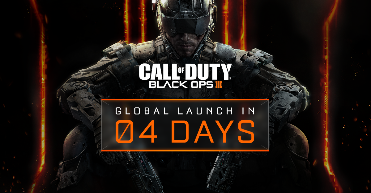 CallofDuty's tweet photo. Can’t wait for #BlackOps3? Good news - only 4 days left until #BO3Launch. https://t.co/avAHELiQkJ