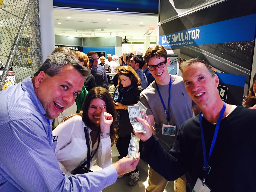 SIMInt's tweet photo. #SIMInt members placing a friendly bet at the NASCAR Hall of Fame at #SIM15 https://t.co/VvnowNUpAW