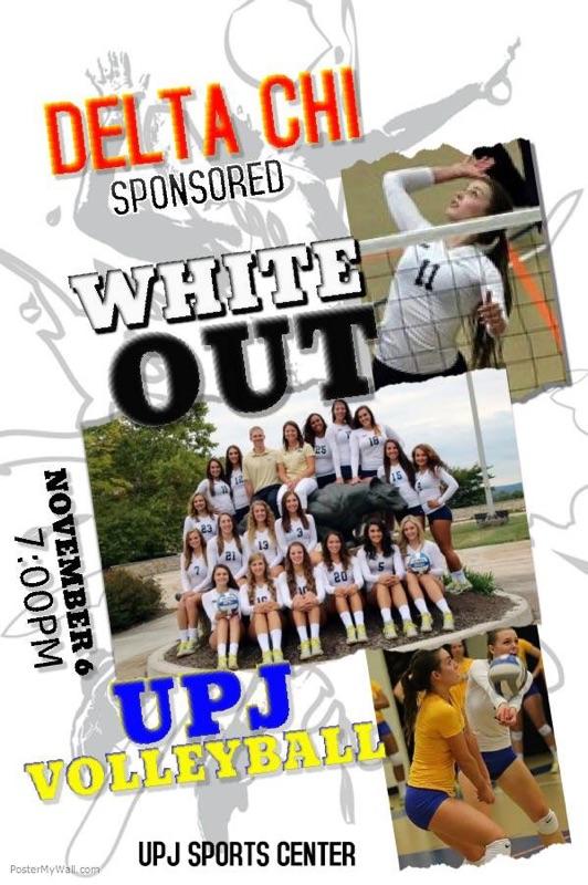 DeltaChiUPJ's tweet photo. #Whiteout at the volleyball game this Friday at 7!  Hope to see you all there! https://t.co/S9owIKw2io