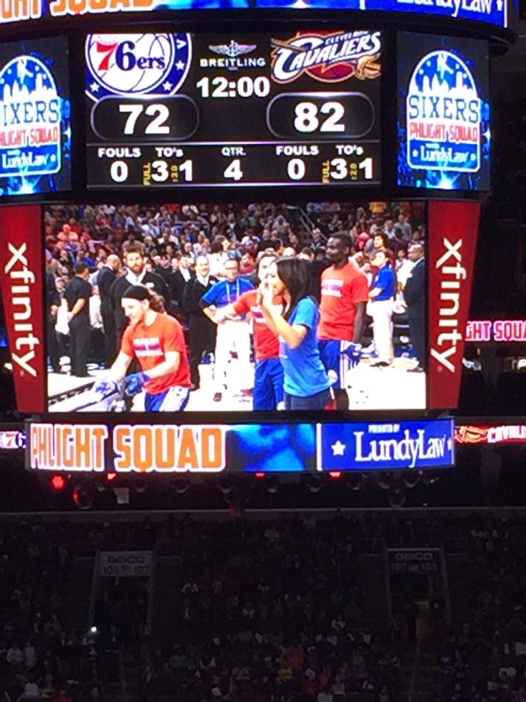 AlexHolleyFOX29's tweet photo. Jumbotron right before the @Sixers #PhlightSquad's jump ! #Sixers https://t.co/3jcthVE2kw