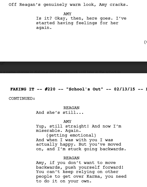FakingItWriters's tweet photo. Ex-girlfriend advice! #FakingIt #scriptshots https://t.co/p3gwuFvrFJ