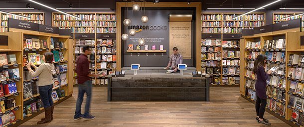 Gizmodo's tweet photo. Amazon's first real store opens tomorrow https://t.co/yAoe49rF0K https://t.co/L0JRD8fy3J