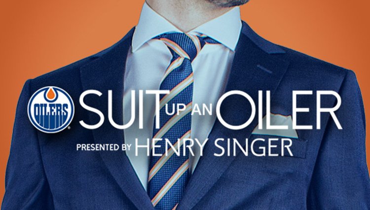 EdmontonOilers's tweet photo. Win $2500 to @HenrySingerInfo & help an #Oilers player pick a suit! Enter #SingerSuitUp at https://t.co/TmpmQYV703. https://t.co/EZHcIEDjau