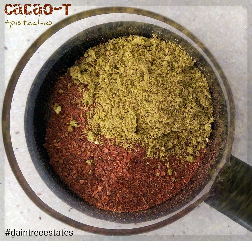 daintreeestates's tweet photo. Nothing more satisfying than freshly ground roasted Australian cocoa bean husks with ground pistachios. Try it! https://t.co/EH3s1G7ioP