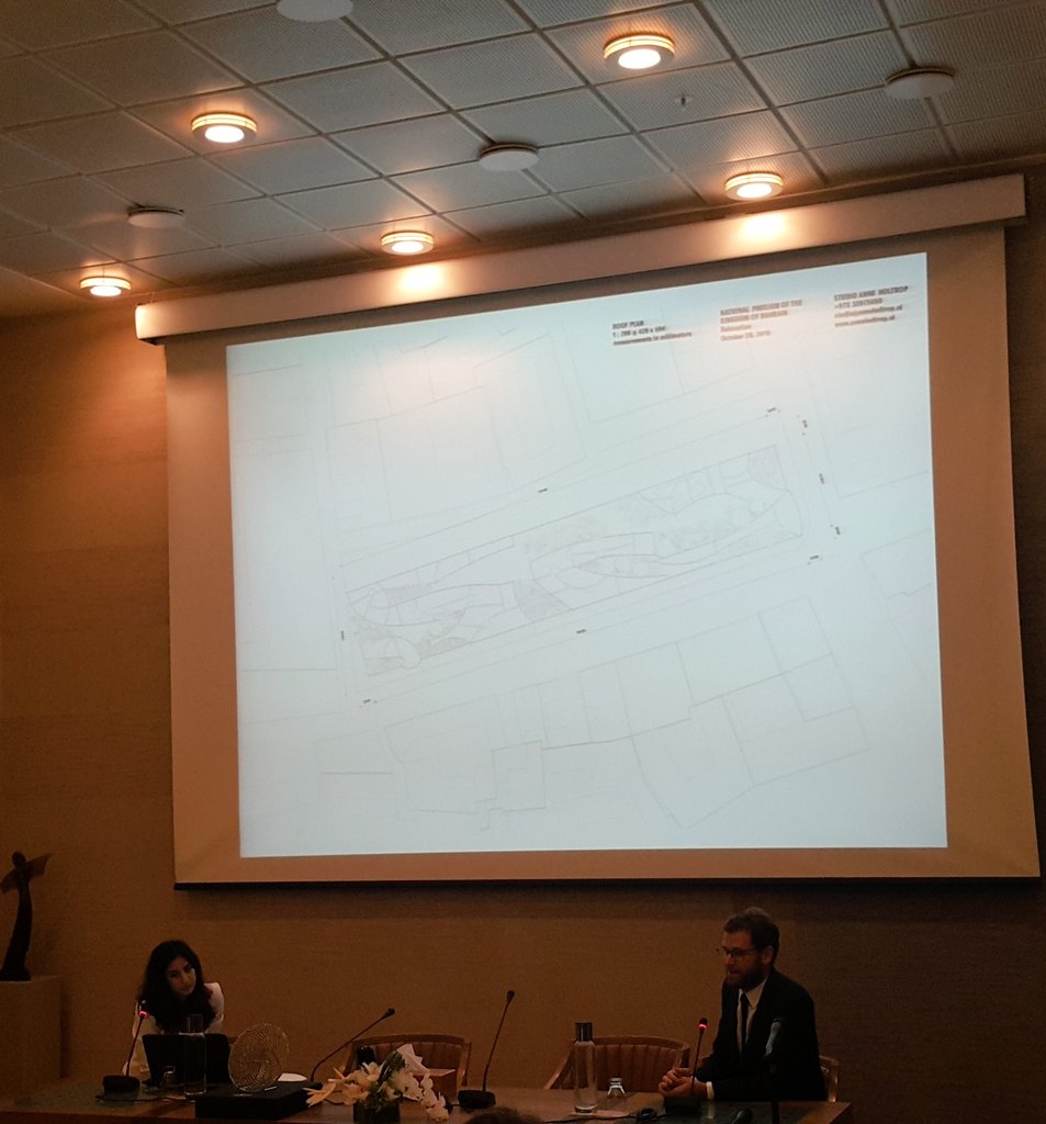 culturebah's tweet photo. Live: Architect of @bhpavilion2015 announces the move of Pavilion from Milan to Muharraq https://t.co/h6Ma24YqZO