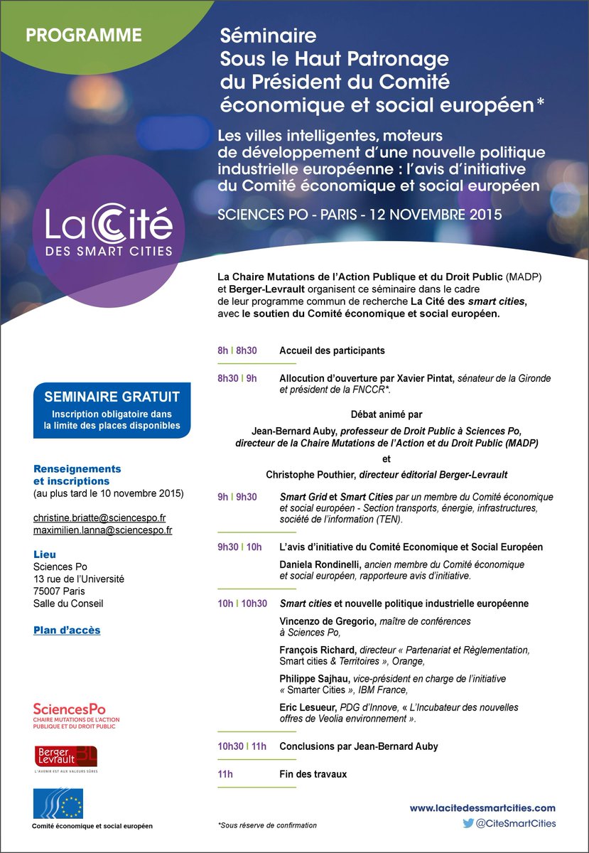 ScPoChaireMADP's tweet photo. A Sciences Po le 12/11: Villes intelligentes et développement d'une nouvelle politique industrielle européenne https://t.co/sBQHoNkaz8