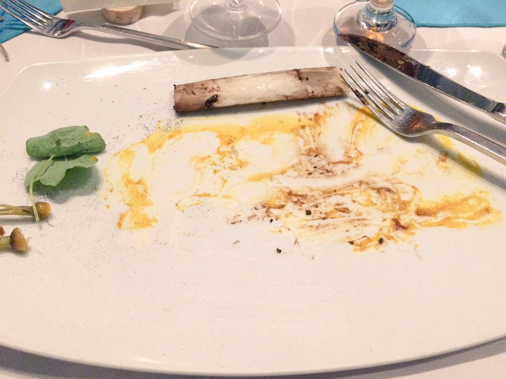 ATBWealthCLG's tweet photo. Is it uncouth to lick the plate at a formal dinner? #bisonrib #smokedrib #chefryanoflynn #abtable https://t.co/aqO3RuEbIo