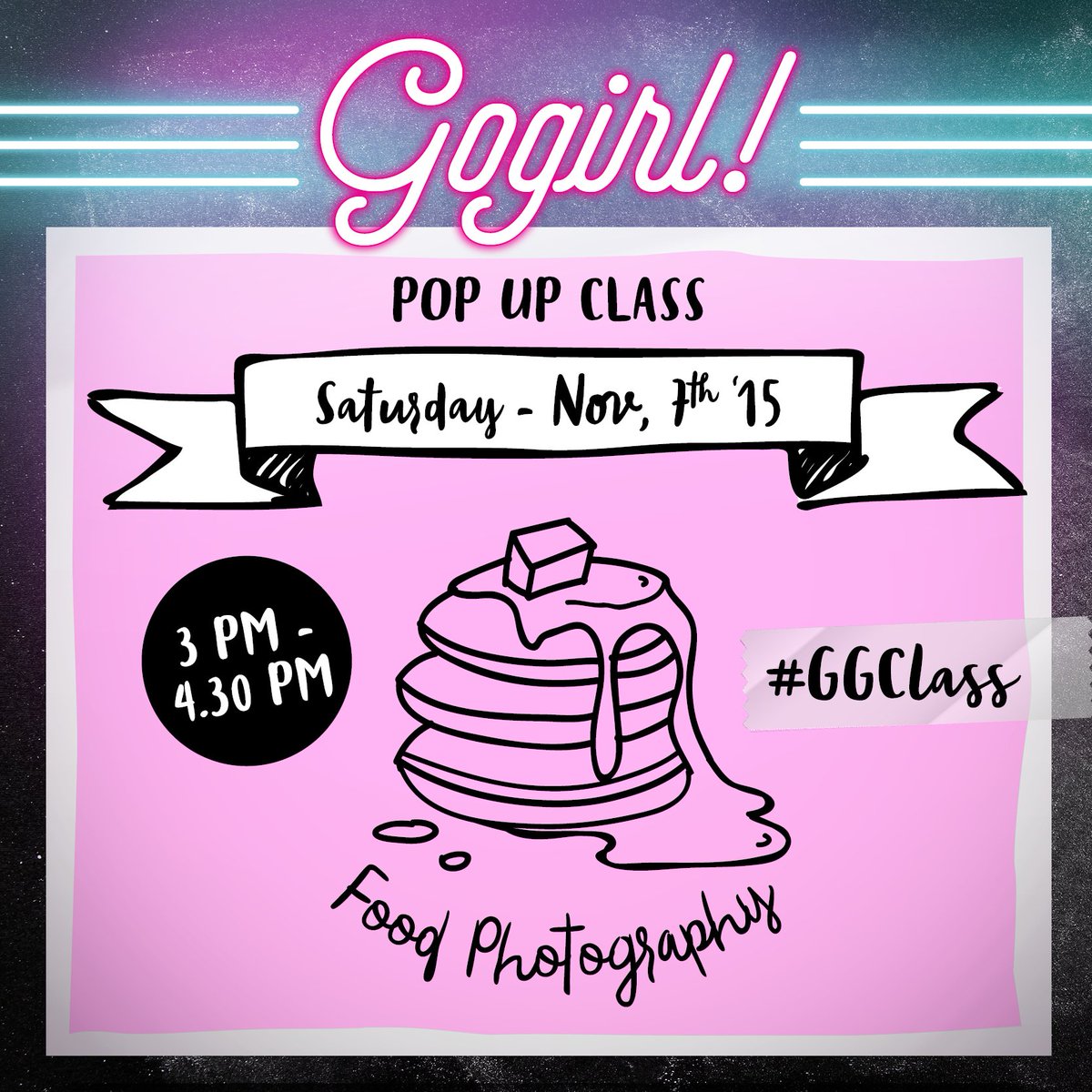 ‘Food Photography’ with Gogirl! Magazine Team Sabtu, 7 Nov, 2 pm – 3.30 pm, Class Fee Rp 50.000/ person