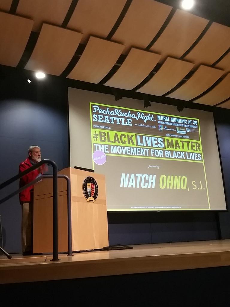 orbe_orbe's tweet photo. This your time to stand up and do something -- Natch Ohno #BLM_SEA #Blacklivesmatter @pechakucha_sea https://t.co/ZTWKxdmSEI