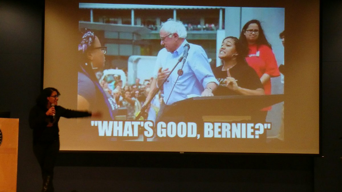 LovDancSubvrt's tweet photo. "What's good Bernie?" #BLM_SEA https://t.co/iNYztEFR0A