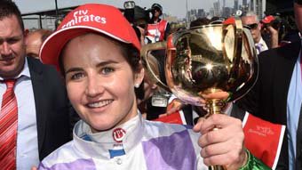 abcsport's tweet photo. ONE FOR THE WOMEN: It hasn't been easy for #MelbourneCup winner Michelle Payne https://t.co/cDKzkGiqTA (Pic:AAP) https://t.co/aRcdCpbZM9