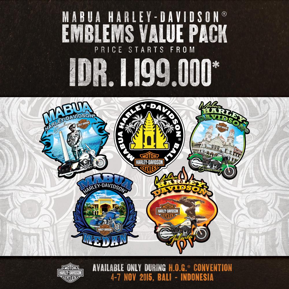 MabuaMotor's tweet photo. Kunjungi Booth Mabua H-D di The Stones Hotel, Bali u/ mendapatkan Emblems Value Pack, 4-7 Nov'15! #HOGConvention https://t.co/OVvzjJC2F7