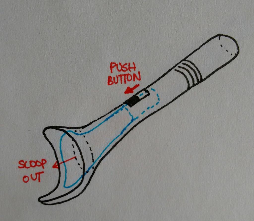 TanwiMirajkar's tweet photo. An alternative for the ice cream scoop! An ergonomically placed push button! @creanara #idream #anideaaday https://t.co/43NSCBWjYv