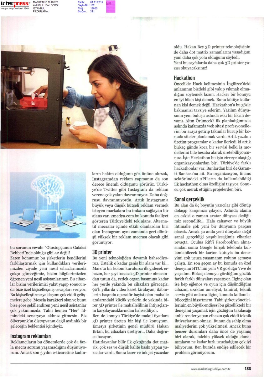 Sayın <a href="/atifunaldi/">Atif Unaldi</a> , <a href="/MarketingTR/">Marketing Türkiye</a>' deki köşesinde 3D4E'ye yer vermiş. Kendisine teşekkürlerimizi sunuyoruz.