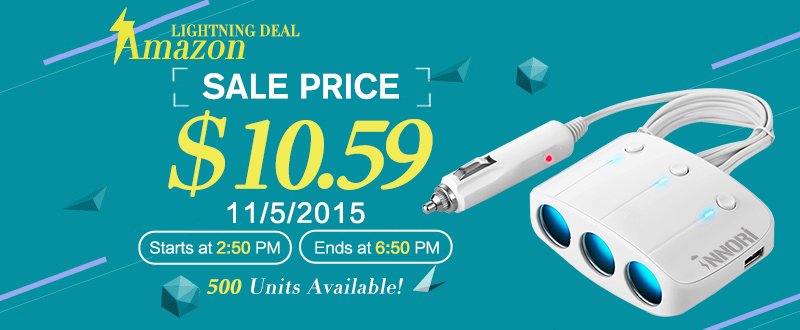 innorishop's tweet photo. #Amazon Lightning Deals - #Cigarette #Lighter #Adapter
22%OFF, $10.59,11/5/2015 2:50-6:50 PM
https://t.co/nkWX6UgCO5 https://t.co/vaGmMOsswn